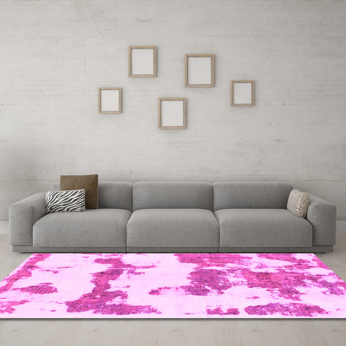 Machine Washable Abstract Pink Modern Rug in a Living Room, wshabs919pnk
