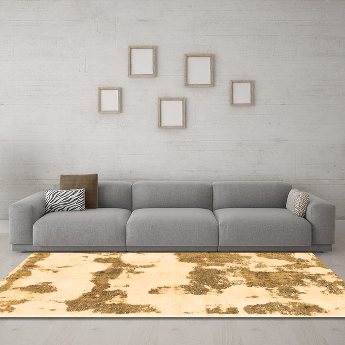 Machine Washable Abstract Brown Modern Rug in a Living Room,, wshabs919brn