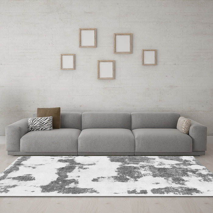 Machine Washable Abstract Gray Modern Rug in a Living Room,, wshabs919gry