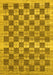 Machine Washable Checkered Yellow Modern Rug, wshabs91yw