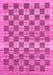 Machine Washable Checkered Pink Modern Rug, wshabs91pnk