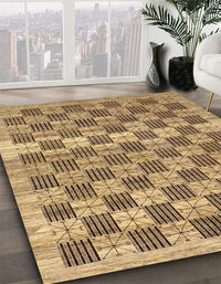 Abstract Sienna Brown Checkered Rug, abs91