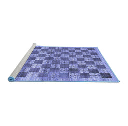 Sideview of Machine Washable Checkered Blue Modern Rug, wshabs91blu