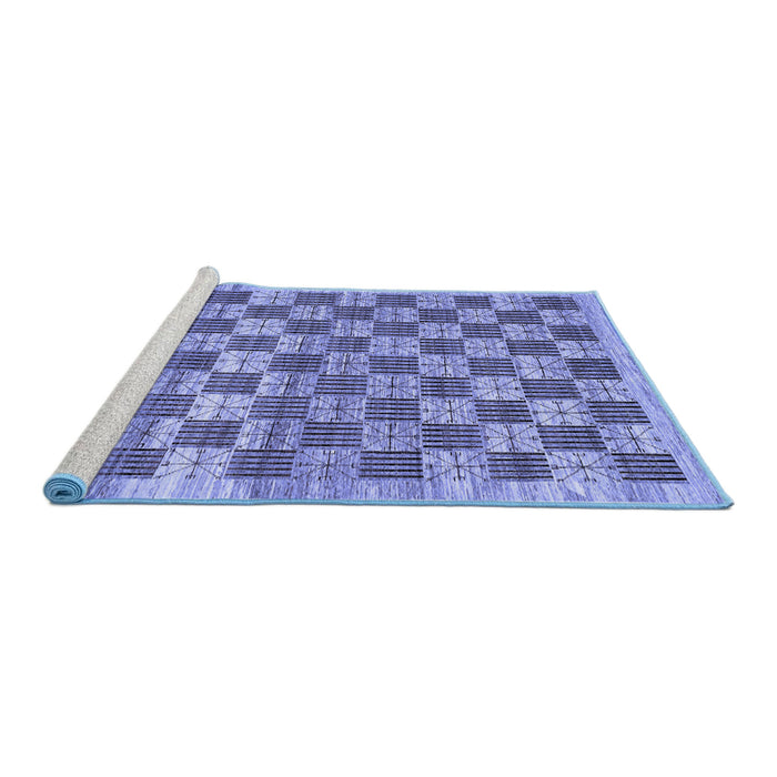 Sideview of Machine Washable Checkered Blue Modern Rug, wshabs91blu