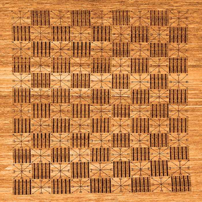 Square Checkered Orange Modern Rug, abs91org