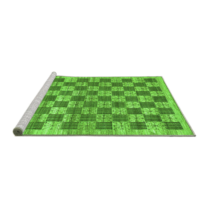 Sideview of Machine Washable Checkered Green Modern Area Rugs, wshabs91grn