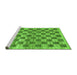 Sideview of Machine Washable Checkered Green Modern Area Rugs, wshabs91grn