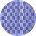 Round Machine Washable Checkered Blue Modern Rug, wshabs91blu