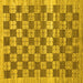 Square Machine Washable Checkered Yellow Modern Rug, wshabs91yw