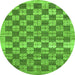 Round Checkered Green Modern Rug, abs91grn