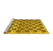 Sideview of Machine Washable Checkered Yellow Modern Rug, wshabs91yw