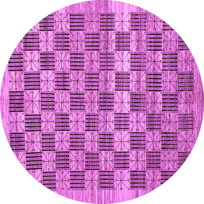 Round Checkered Purple Modern Rug, abs91pur