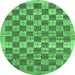 Round Checkered Emerald Green Modern Rug, abs91emgrn