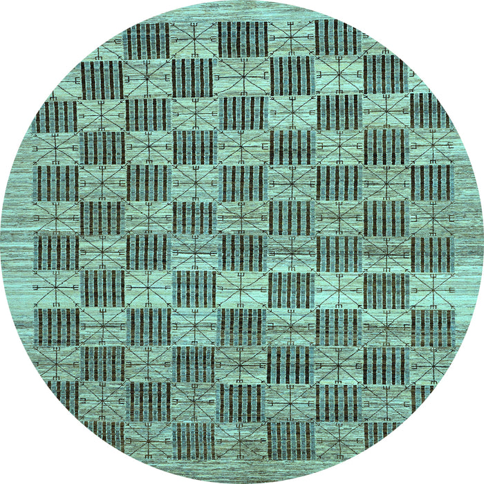 Round Machine Washable Checkered Light Blue Modern Rug, wshabs91lblu