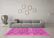 Machine Washable Checkered Pink Modern Rug in a Living Room, wshabs91pnk