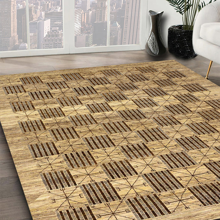 Abstract Sienna Brown Checkered Rug in Family Room, abs91