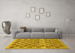 Machine Washable Checkered Yellow Modern Rug in a Living Room, wshabs91yw
