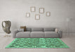 Machine Washable Checkered Turquoise Modern Area Rugs in a Living Room,, wshabs91turq