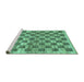 Sideview of Machine Washable Checkered Turquoise Modern Area Rugs, wshabs91turq