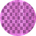 Round Machine Washable Checkered Purple Modern Area Rugs, wshabs91pur