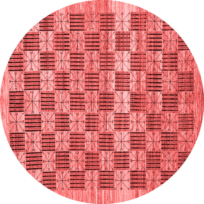 Machine Washable Checkered Red Modern Rug, wshabs91red