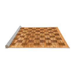 Sideview of Machine Washable Checkered Orange Modern Area Rugs, wshabs91org