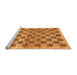 Sideview of Machine Washable Checkered Orange Modern Area Rugs, wshabs91org