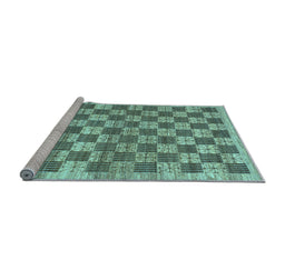 Sideview of Machine Washable Checkered Light Blue Modern Rug, wshabs91lblu