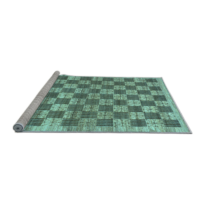 Sideview of Machine Washable Checkered Light Blue Modern Rug, wshabs91lblu