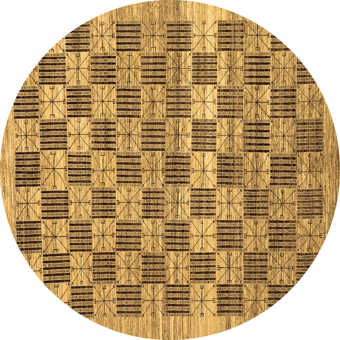 Round Machine Washable Checkered Brown Modern Rug, wshabs91brn