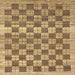 Square Abstract Sienna Brown Checkered Rug, abs91