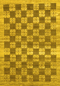 Checkered Yellow Modern Rug, abs91yw