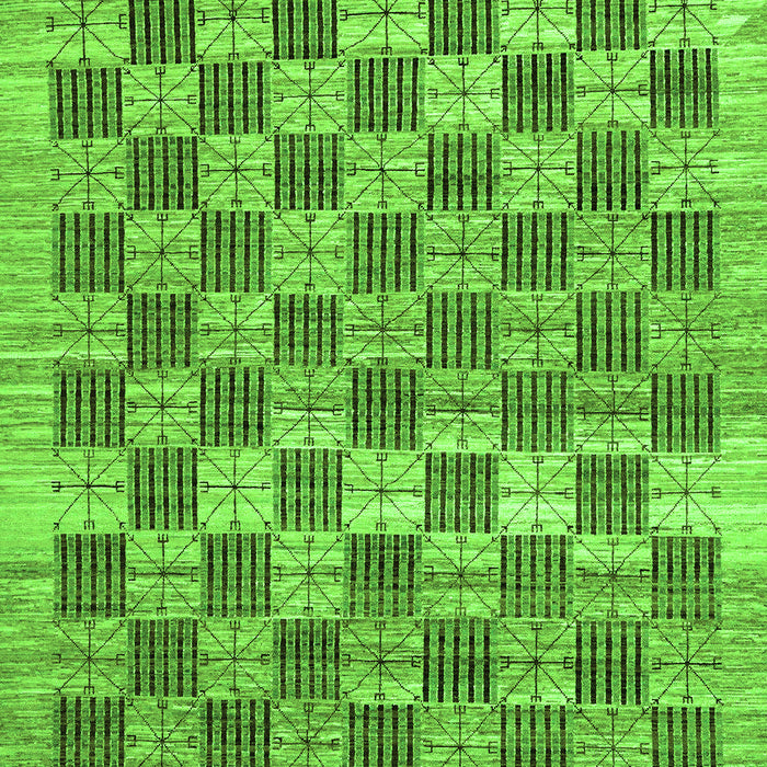 Machine Washable Checkered Green Modern Area Rugs, wshabs91grn
