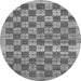 Round Machine Washable Checkered Gray Modern Rug, wshabs91gry