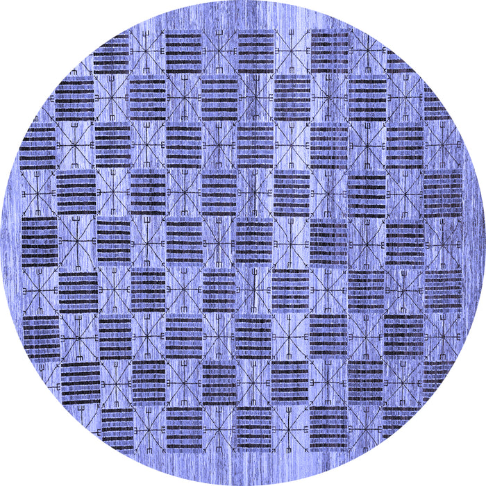 Round Checkered Blue Modern Rug, abs91blu