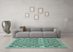 Machine Washable Checkered Light Blue Modern Rug in a Living Room, wshabs91lblu
