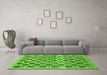 Machine Washable Checkered Green Modern Area Rugs in a Living Room,, wshabs91grn