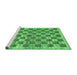 Sideview of Machine Washable Checkered Emerald Green Modern Area Rugs, wshabs91emgrn