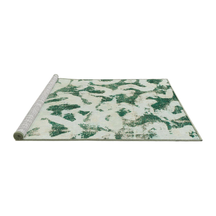 Sideview of Machine Washable Abstract Green Rug, wshabs920