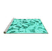 Sideview of Machine Washable Abstract Turquoise Modern Area Rugs, wshabs920turq