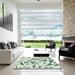 Square Abstract Green Modern Rug in a Living Room, abs920