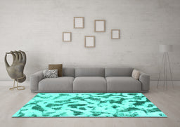 Machine Washable Abstract Turquoise Modern Area Rugs in a Living Room,, wshabs920turq