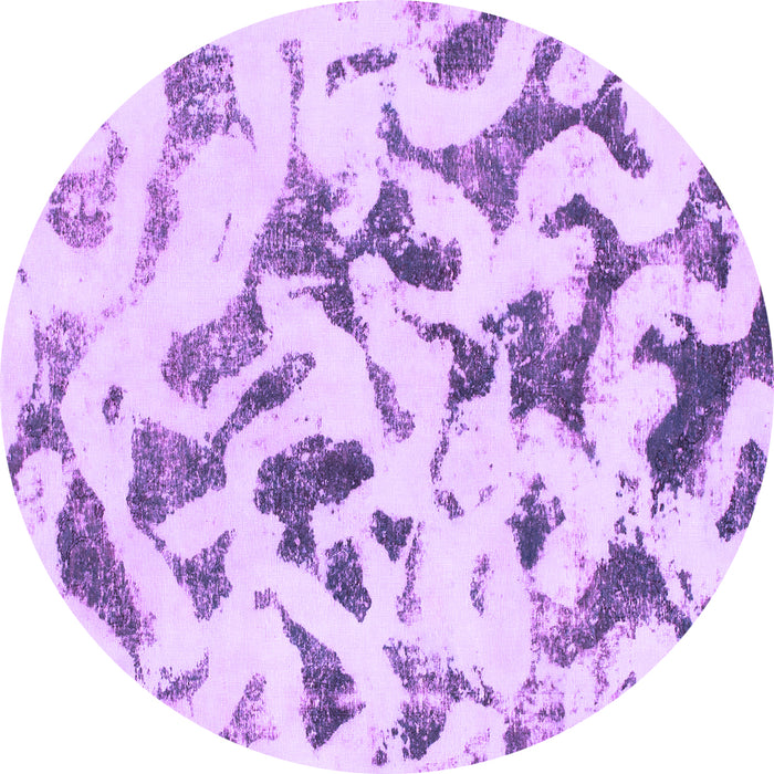 Round Machine Washable Abstract Purple Modern Area Rugs, wshabs920pur