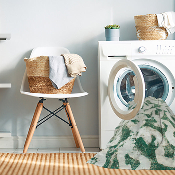 Machine Washable Abstract Green Rug in a Washing Machine, wshabs920