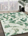 Abstract Green Modern Rug in Family Room, abs920