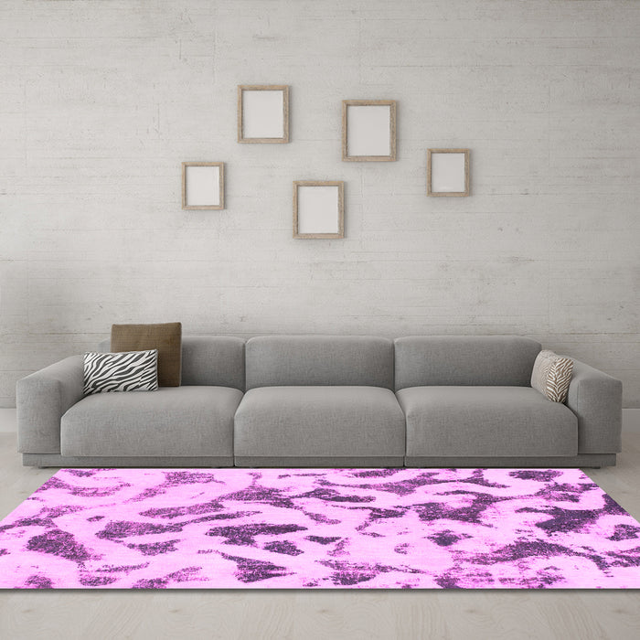 Machine Washable Abstract Pink Modern Rug in a Living Room, wshabs920pnk