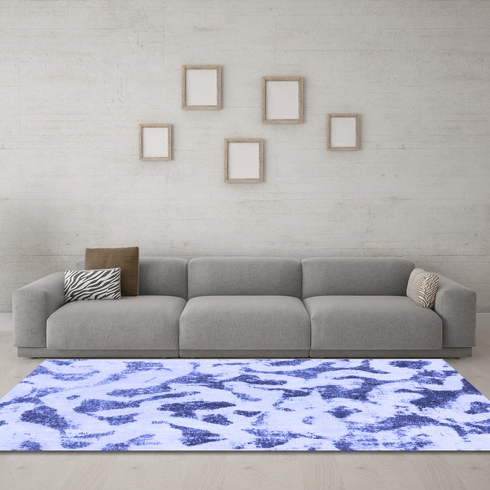 Machine Washable Abstract Blue Modern Rug in a Living Room, wshabs920blu