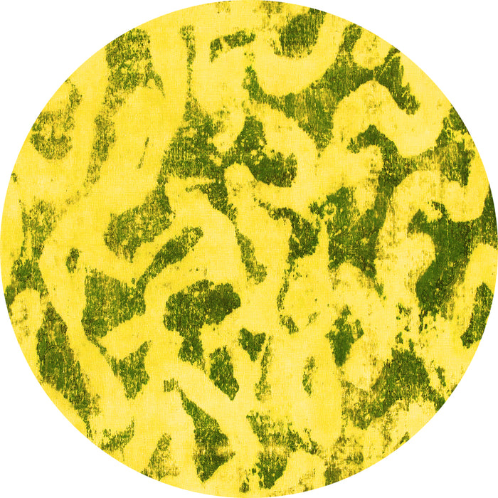 Round Abstract Yellow Modern Rug, abs920yw