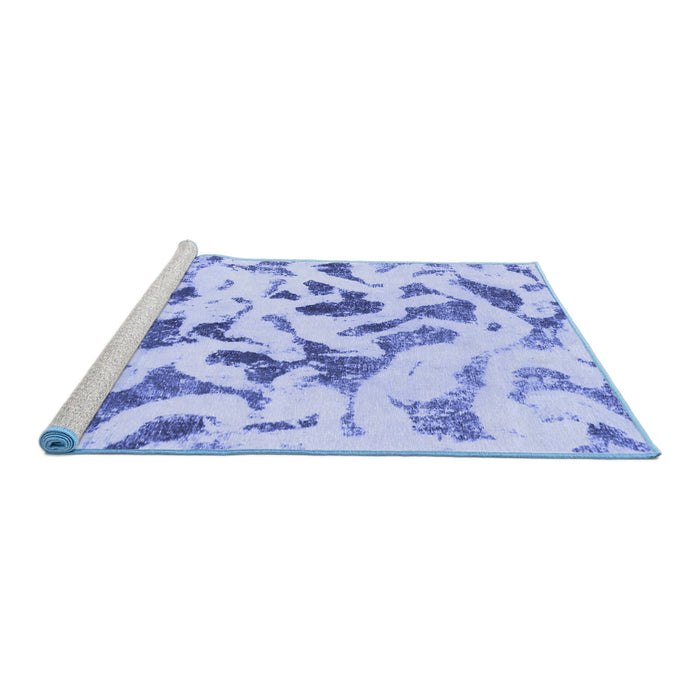 Sideview of Machine Washable Abstract Blue Modern Rug, wshabs920blu