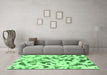 Machine Washable Abstract Emerald Green Modern Area Rugs in a Living Room,, wshabs920emgrn